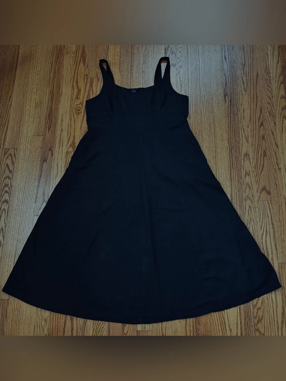 Old Navy Boho Fit Flare Sleeveless Black Linen Blend Smocked Back Midi Dress XL - Picture 16 of 16